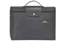 LONGCHAMP Le Pliage Club Cow Trim Handbag Briefcase Small Metal Gray
