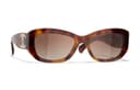 CHANEL Rectangle Frame Irregular Shape Sunglasses Brown