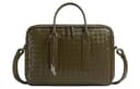 Bottega Veneta Cow One Shoulder Crossbody Briefcase Large Mustard Green