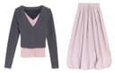 BVODE Two Piece Skirt Sets V neck Moderate Mid Length