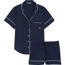 Victoria's Secret Solid Color Short Sleeved Shorts/Navy Blue Pajama Set Marine Blue