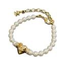 CHANEL Heart Style Metal, Artificial Pearl, Rhinestone Bracelets Gold