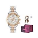 VERSACE Wrist Quartz Movement Stainless Steel Watchband White Dial Box Limited Edition+Silk Scarf