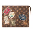 LOUIS VUITTON Coated Canvas Clutch Extra Large Brown