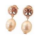 TORY BURCH Pearl Earrings Pink Gold