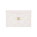 CHANEL Grain Calfskin Coin Purse, Card Holder Regular White