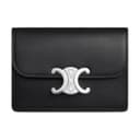 CELINE Triomphe Cow Card Holder Black