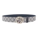 GUCCI Interlocking G PVC Polyvinyl Chloride Beige Blue Width 3.5cm