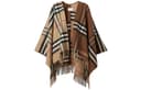 【Previous Season】Contrast check fringed cape