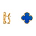 Van Cleef & Arpels Alhambra 18K Gold Blue Agate Earrings Gold
