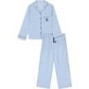 Victoria's Secret Pajama Set Dense Texture Lightweight Smooth Sleek Blue White Stripes