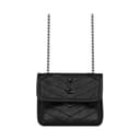 SAINT LAURENT Niki Cow One Shoulder Crossbody Earphone Case Black