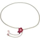 CHANEL Pre Owned 2005 Camellia Charm Chain Belt