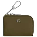 COACH L Zip Polished Pebbled Key Pouch Mini Olive Green