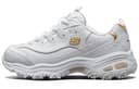 Skechers D'Lites 1.0 Small White Bear With Gold Logo Breathable Height Increasing Chunky