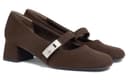 CHARLES&KEITH Small Ck PU, Textile Block Heel 4.6cm