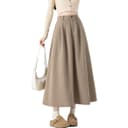 BALENO Corduroy Fleece Lined High Rise Slimming A Line Solid Color Loose Fit Maxi Skirt Vintage Pleated Skirt