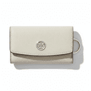 TORY BURCH Robinson Litchi Grain Key Pouch Light Khaki Gray