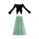 Aghr Two Piece Skirt Sets Boat Neck Thin Long