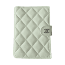 CHANEL Shiny Grain Calfskin & Gold Metal Passport Holder Small Chick Yellow