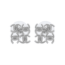 CHANEL Stud Earrings Silver