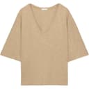 ZARA TShirts Tan Vneck Straight Fit