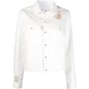 OFF WHITE Denim Jackets White Lapel Moderate Straight Fit