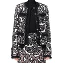 CHANEL Jackets Black/White Stand Collar Moderate Straight Fit