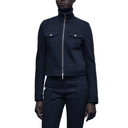 HERMES Denim Jackets Black Blue Turtleneck Moderate Straight Fit