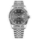 ROLEX Fluted Bezel Datejust Collection Gray Diamond Log Automatic Mechanical Movement Watch 41mm