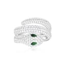 Apm Monaco 925K White Silver, Synthetic Cubic Zirconia, Green Glass Rings Silver White