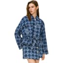 PINKO Denim Jackets Blue Plaid Lapel Thin Nippedin Waist