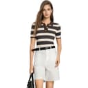 PINKO Sweaters Brown Plaid Polo Collar Moderate Straight Fit
