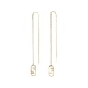 FENDI Bronze Zirconia Metal Crystal Drop Earrings Gold