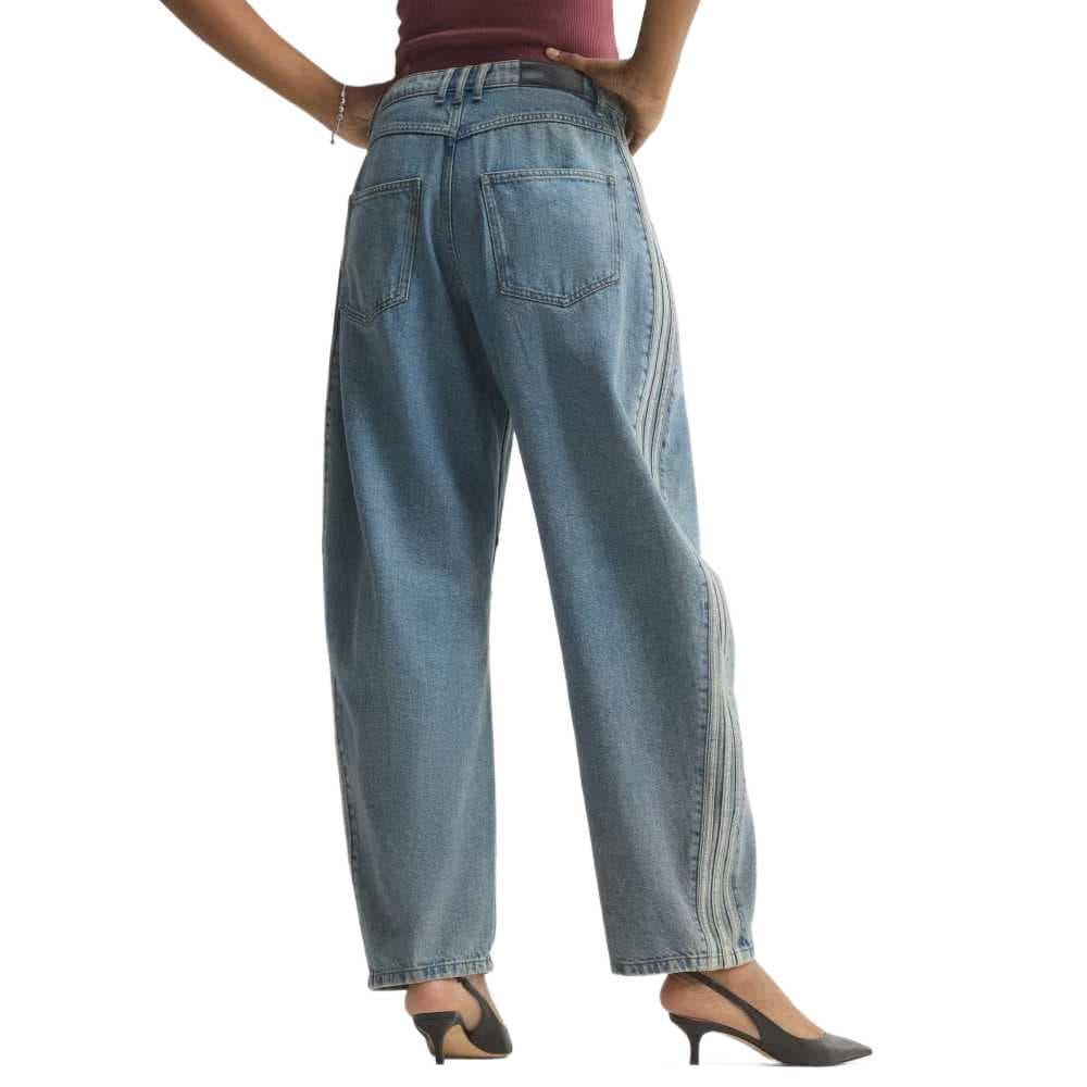 Adidas Originals Jeans Vintage Blue Color Moderate Wide Leg