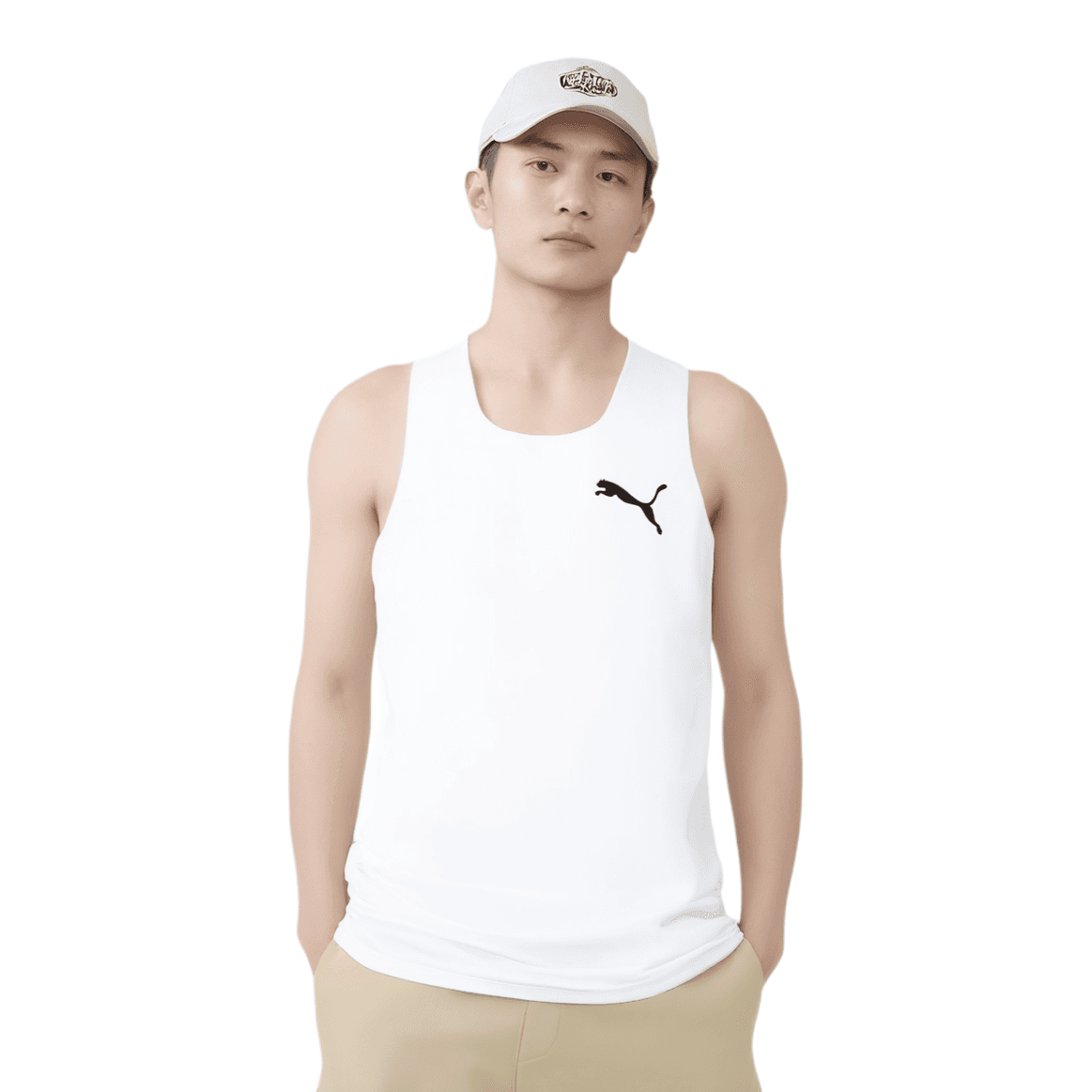 PUMA Tank Tops White U Neck Moderate Other
