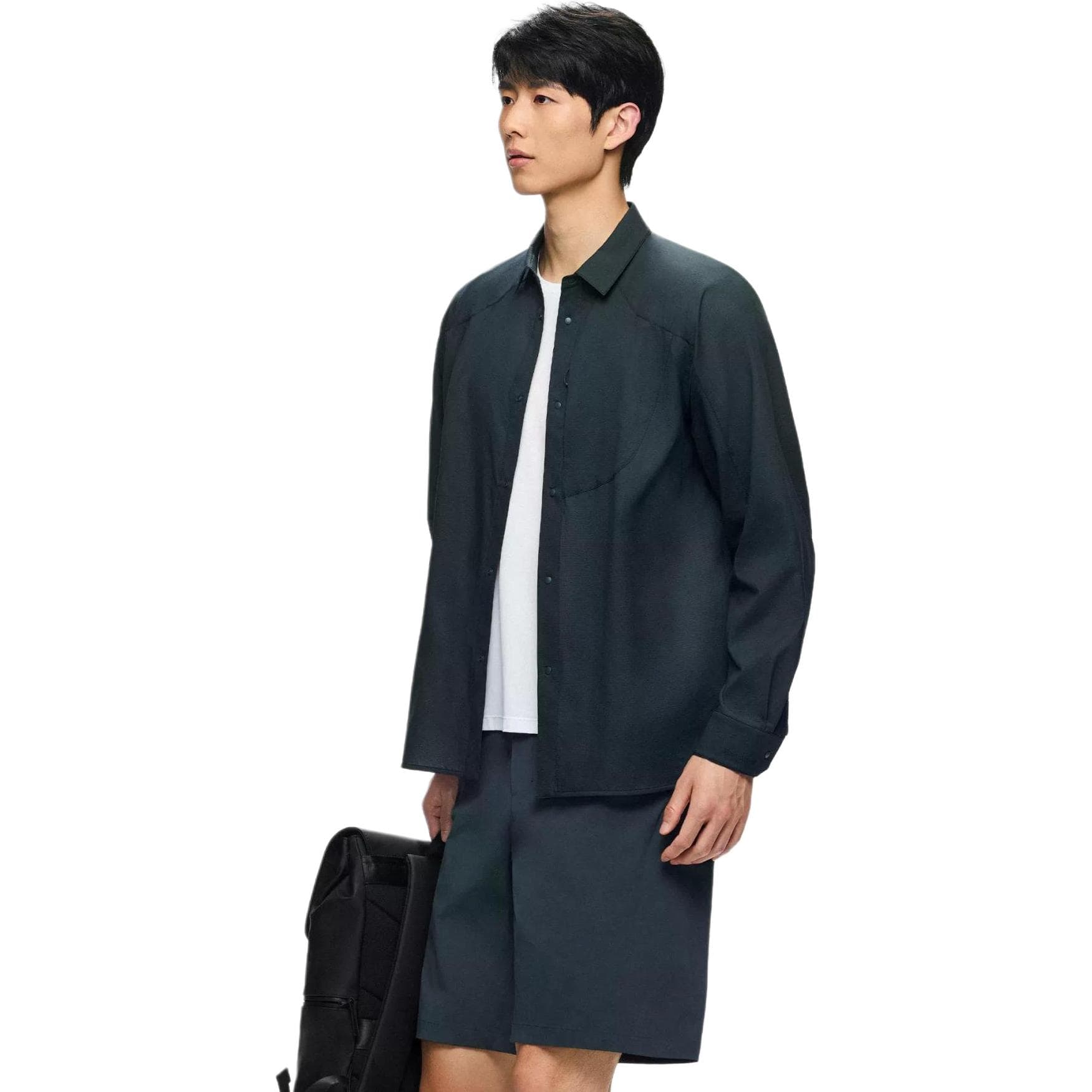 ANTA Shirts Smoke Cyan Gray Polo Collar Moderate Straight Fit