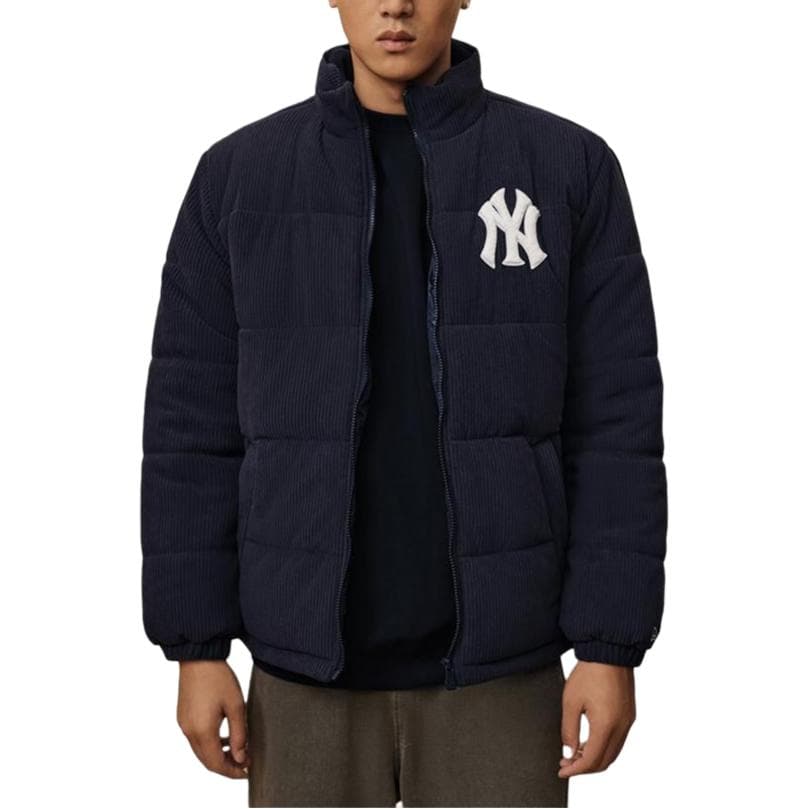 New Era Puffer Jackets Navy Blue Stand Collar Thickened Other