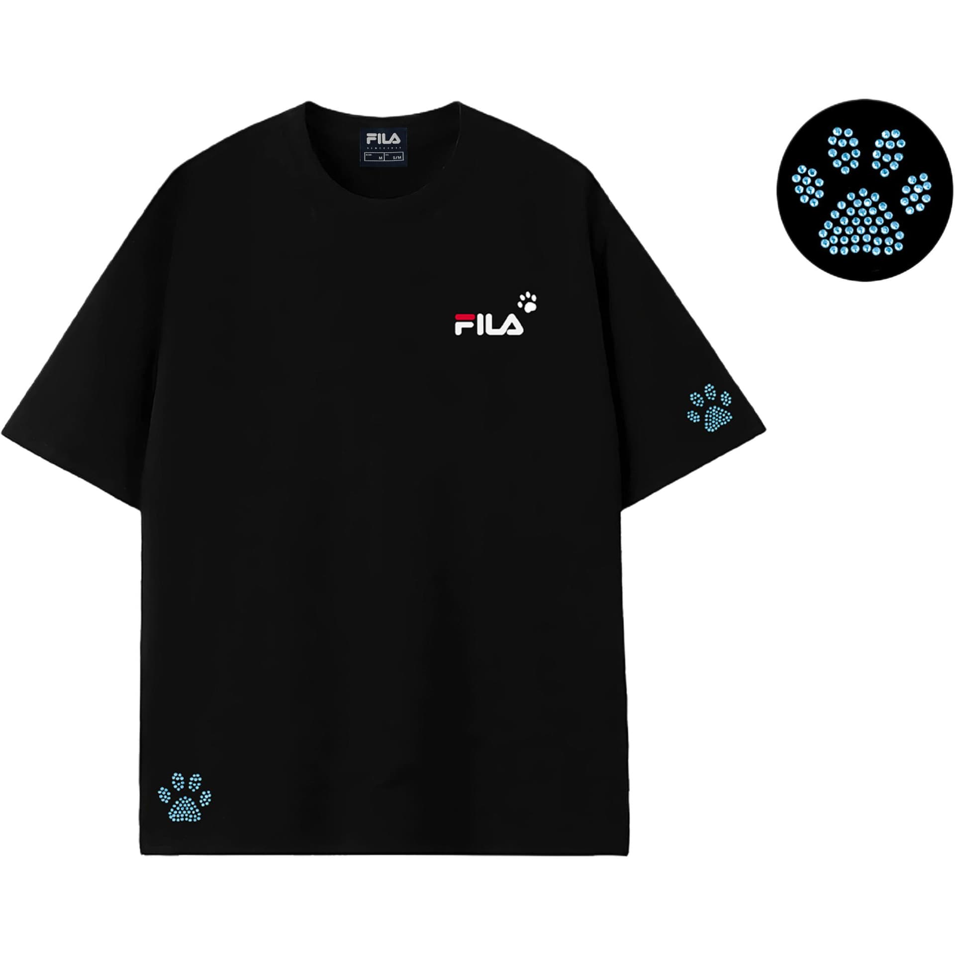 FILA TShirts Black Blue Diamond Crew Neck Moderate Straight Fit
