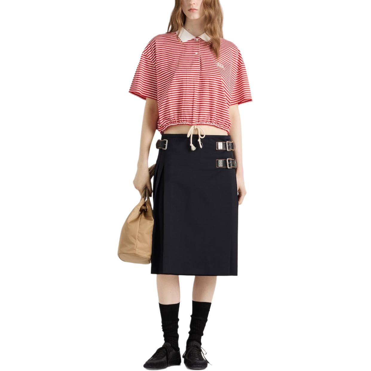 PRADA Polo Shirts Red Moderate Nippedin Waist