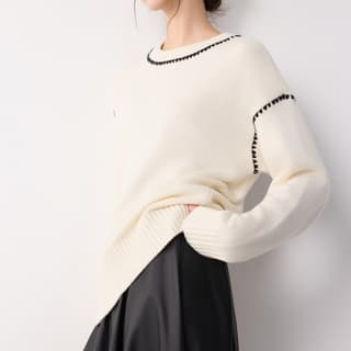 ELLE Suits Ecru Crew Neck Moderate Two Piece Set