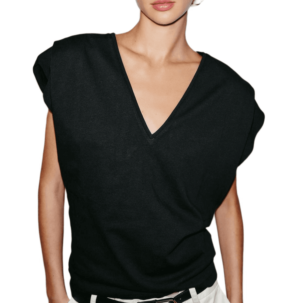 ZARA TShirts Black Vneck