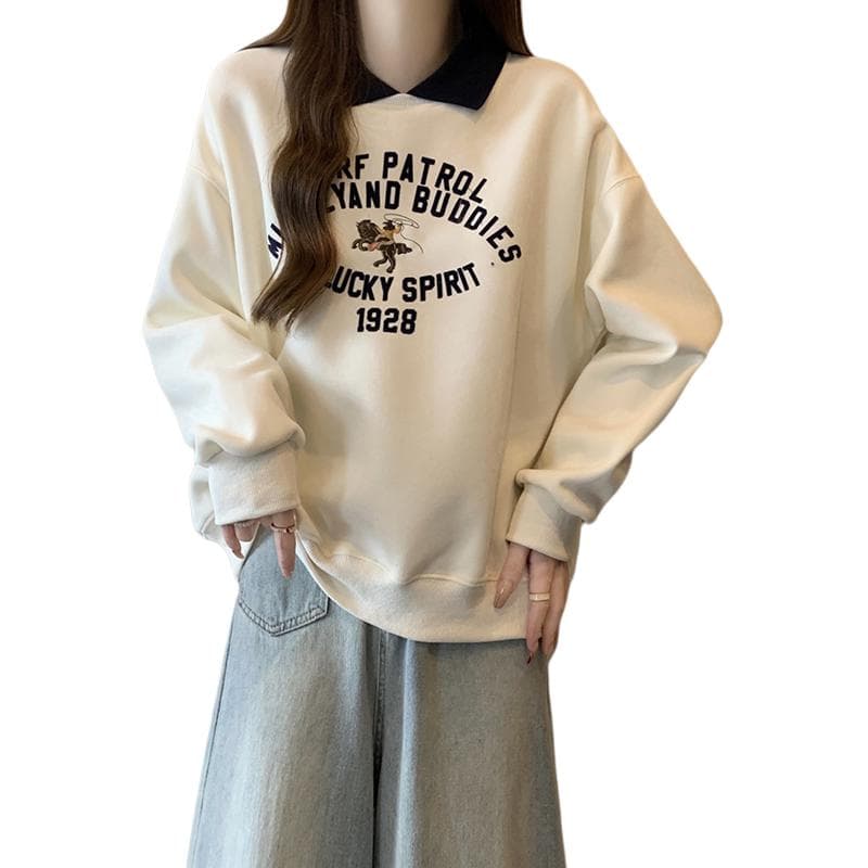 DAIERJIAREN Sweatshirts Polo Collar Moderate
