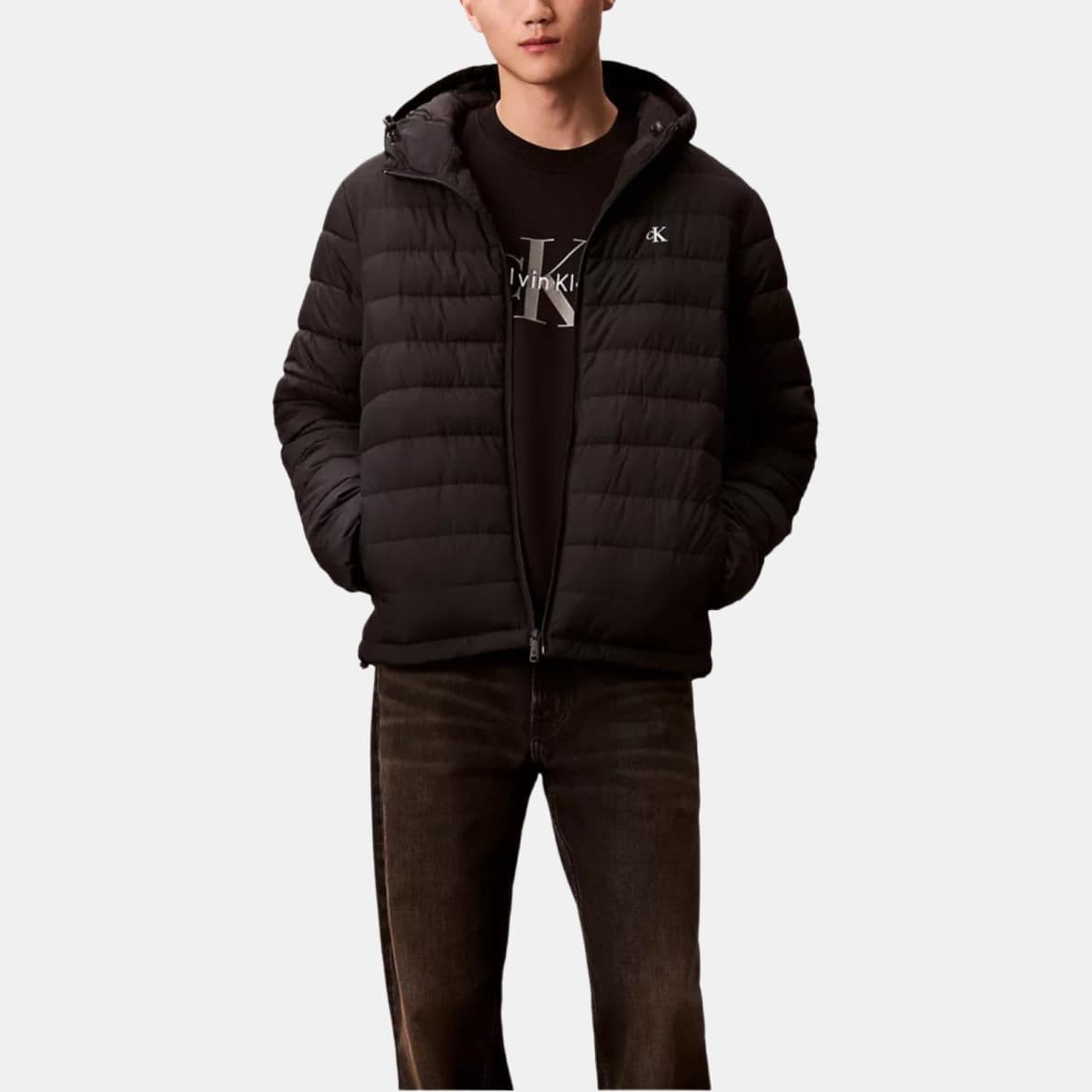 Calvin Klein Down Jackets Black Hooded (Nondetachable) Moderate Straight Fit