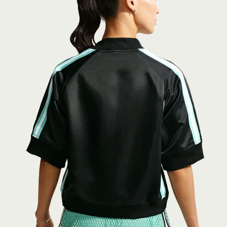 Nike Court Slam Tennis Tops Black/Mint Green/White Stand Collar Moderate