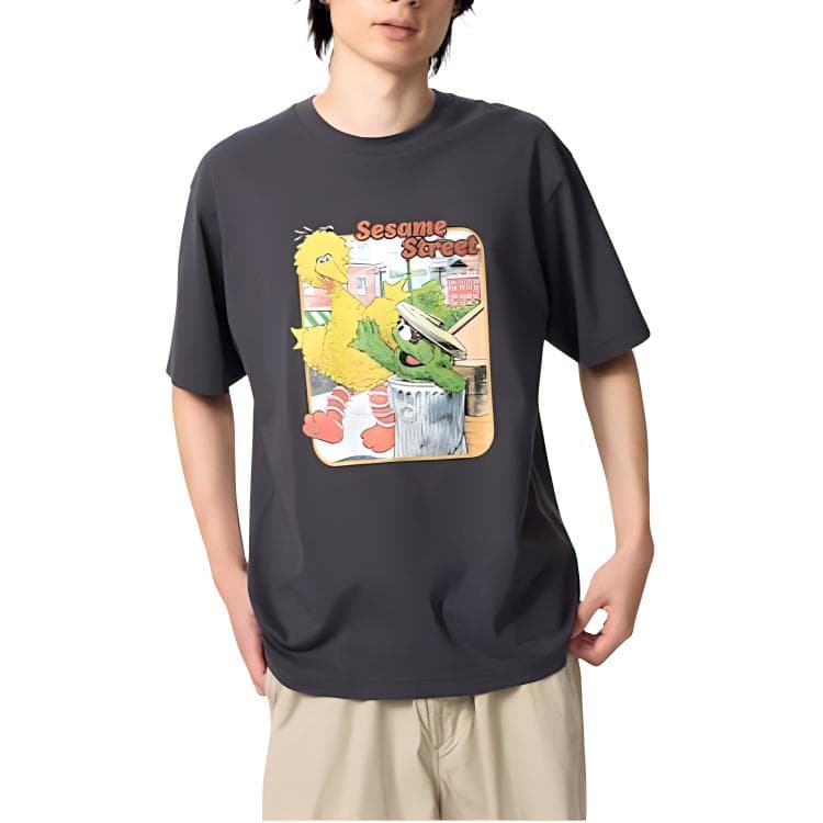 UNIQLO X SESAME STREET Sesame Street Collaboration TShirts Dark Gray Crew Neck
