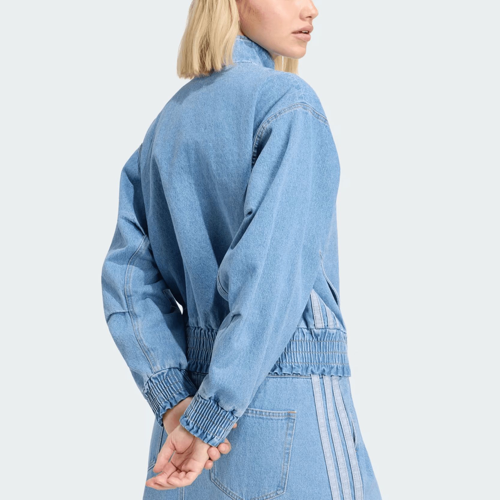 Adidas Denim Jackets Crystal Sky Stand Collar Moderate