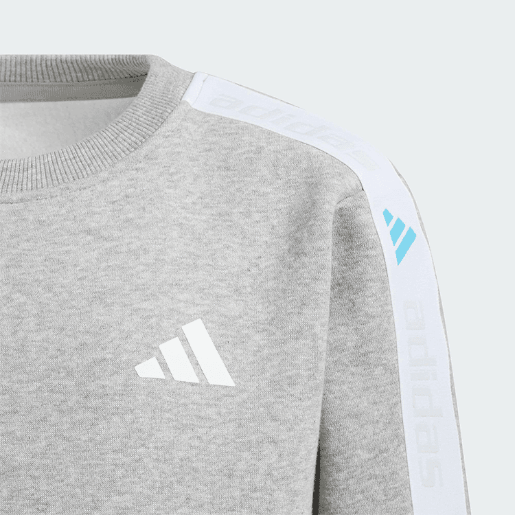 Adidas Sportswear Fleece Lined Crew Neck Pullover Long Sleeved Sweatshirt With Elastic Cuff Lace Up