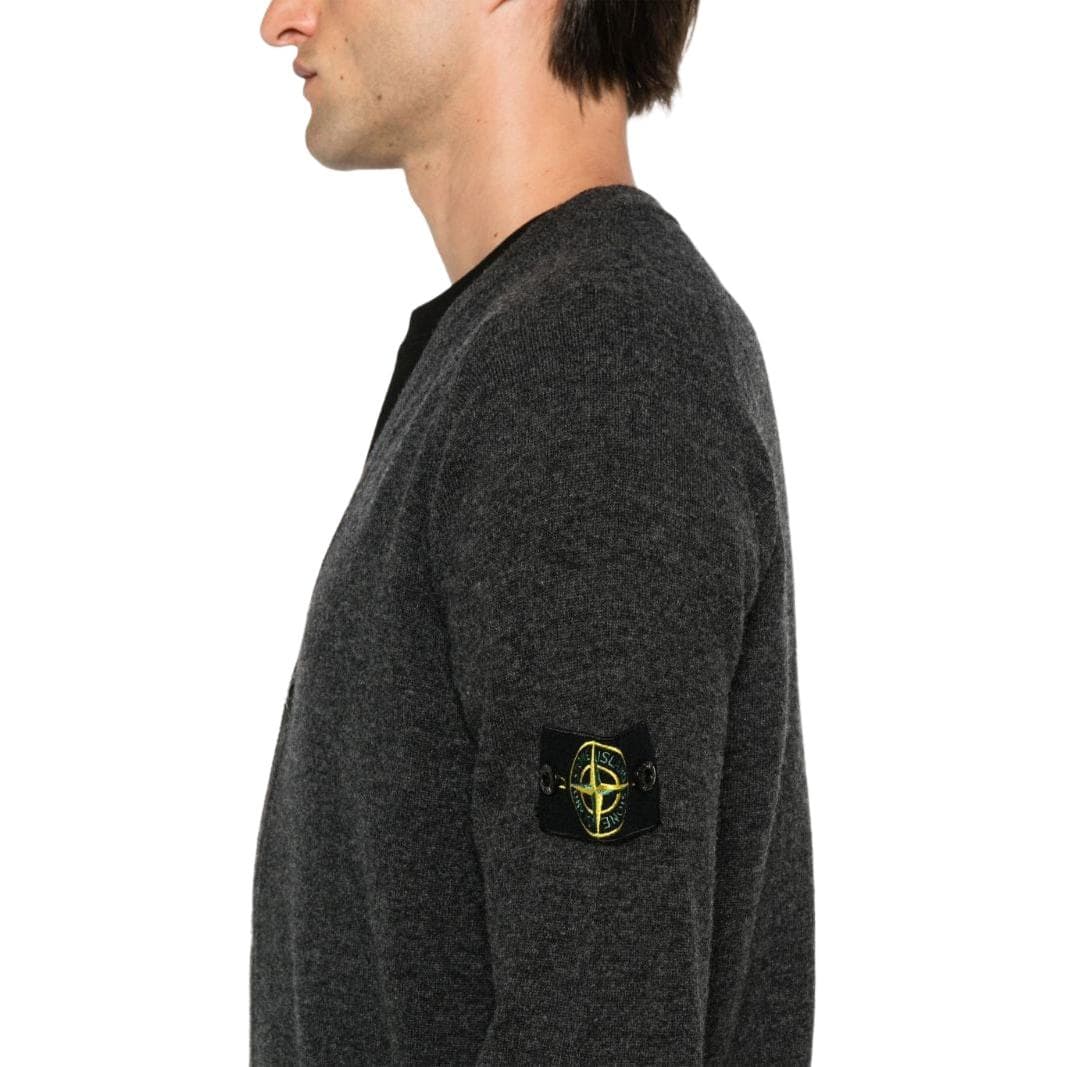 STONE ISLAND Compass Patch VNeck Knitted Cardigan
