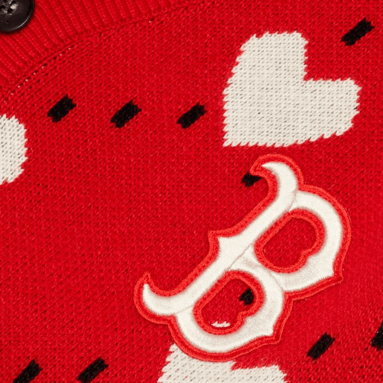 MLB Sweaters Red Vneck Moderate Cardigan
